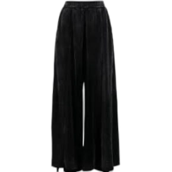 French Connection High Waist Wide Leg Velour Pull Crop Lounge Pants M US8 UK12 - Picture 1 of 9